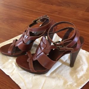 Jcrew leather heeled sandals Sz 6.5